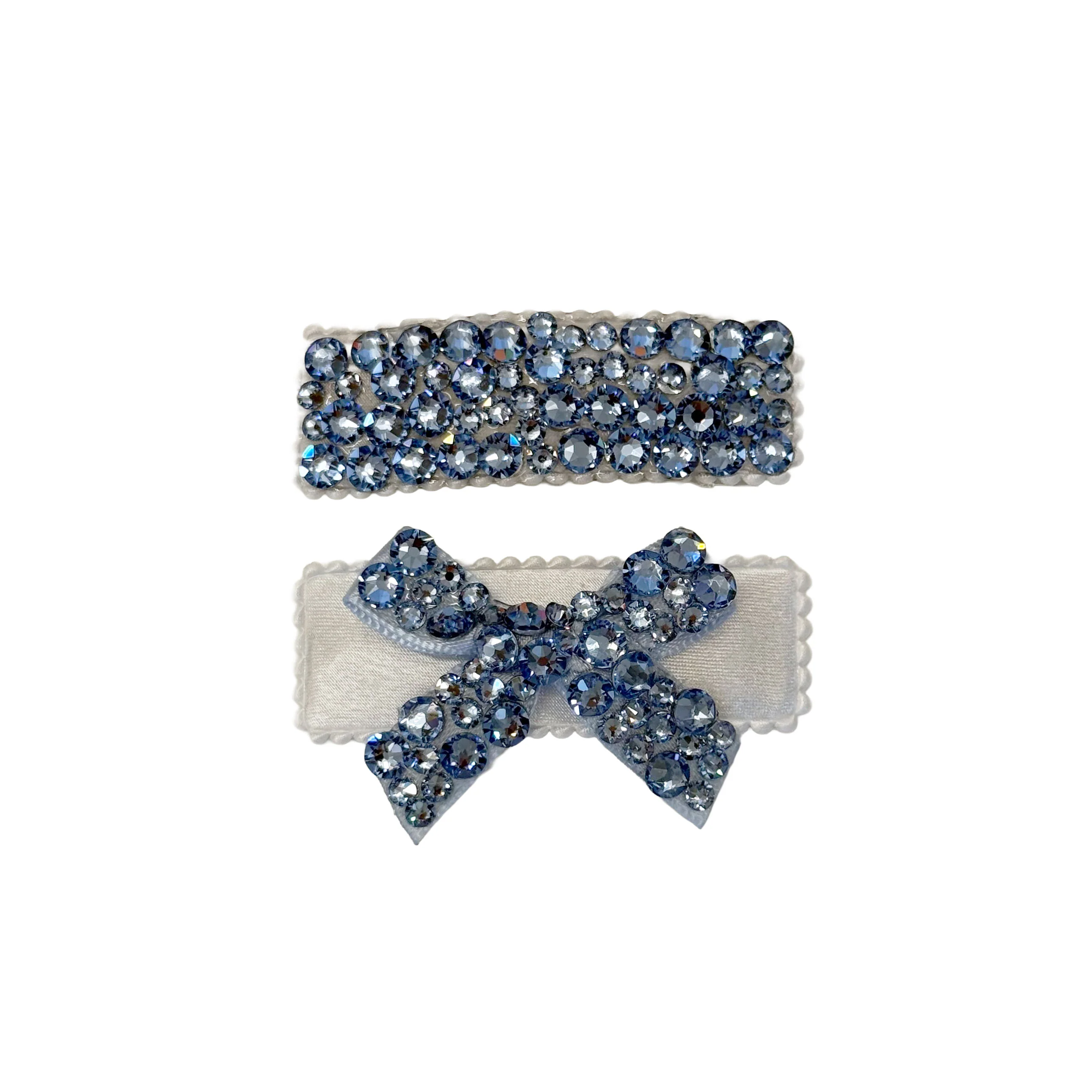 2 Pack Clip Set: Snap Clip and Bow - Light Blue