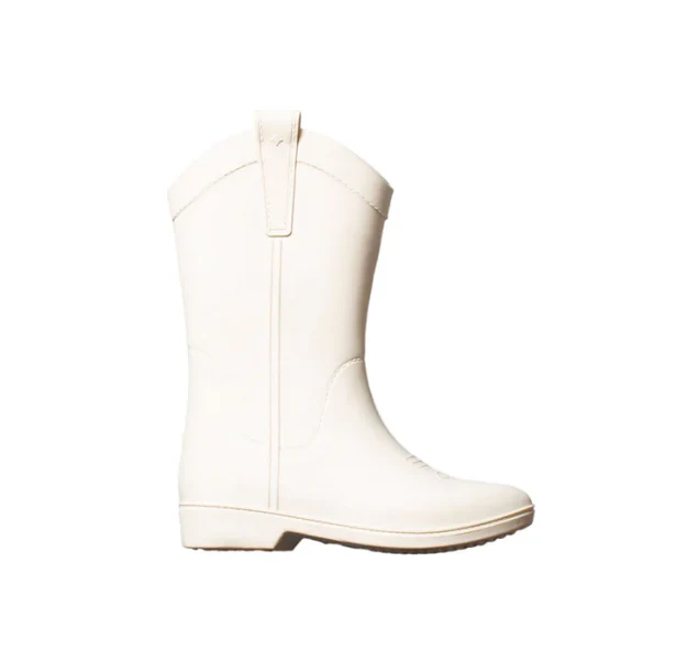 All Weather Rubber Cowboy Boots - Bone White