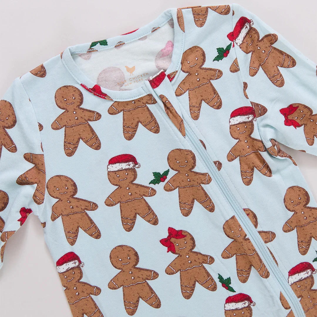 Baby Bamboo Romper - Light Blue Gingerbread - Image 4
