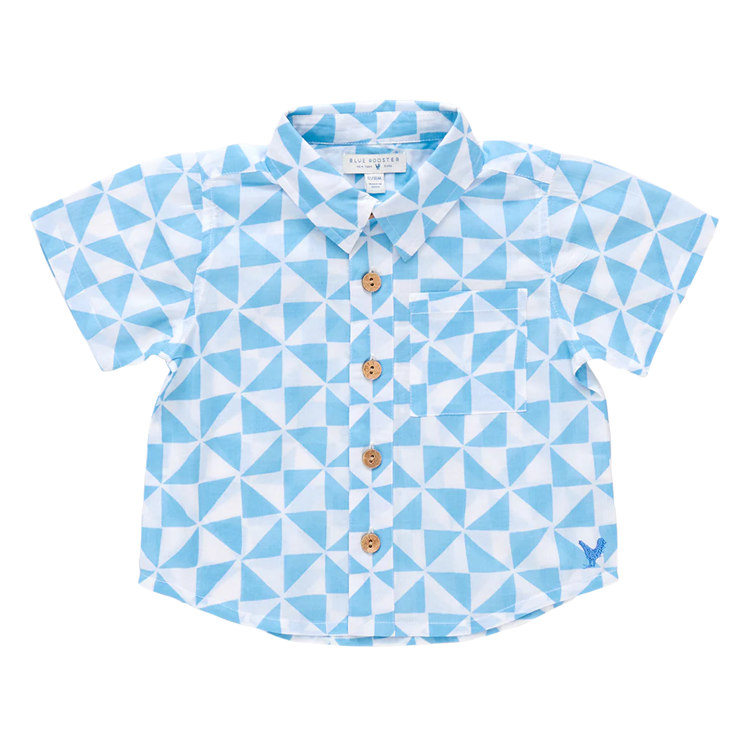 Baby Boys Jack Shirt - Blue Triangle Check