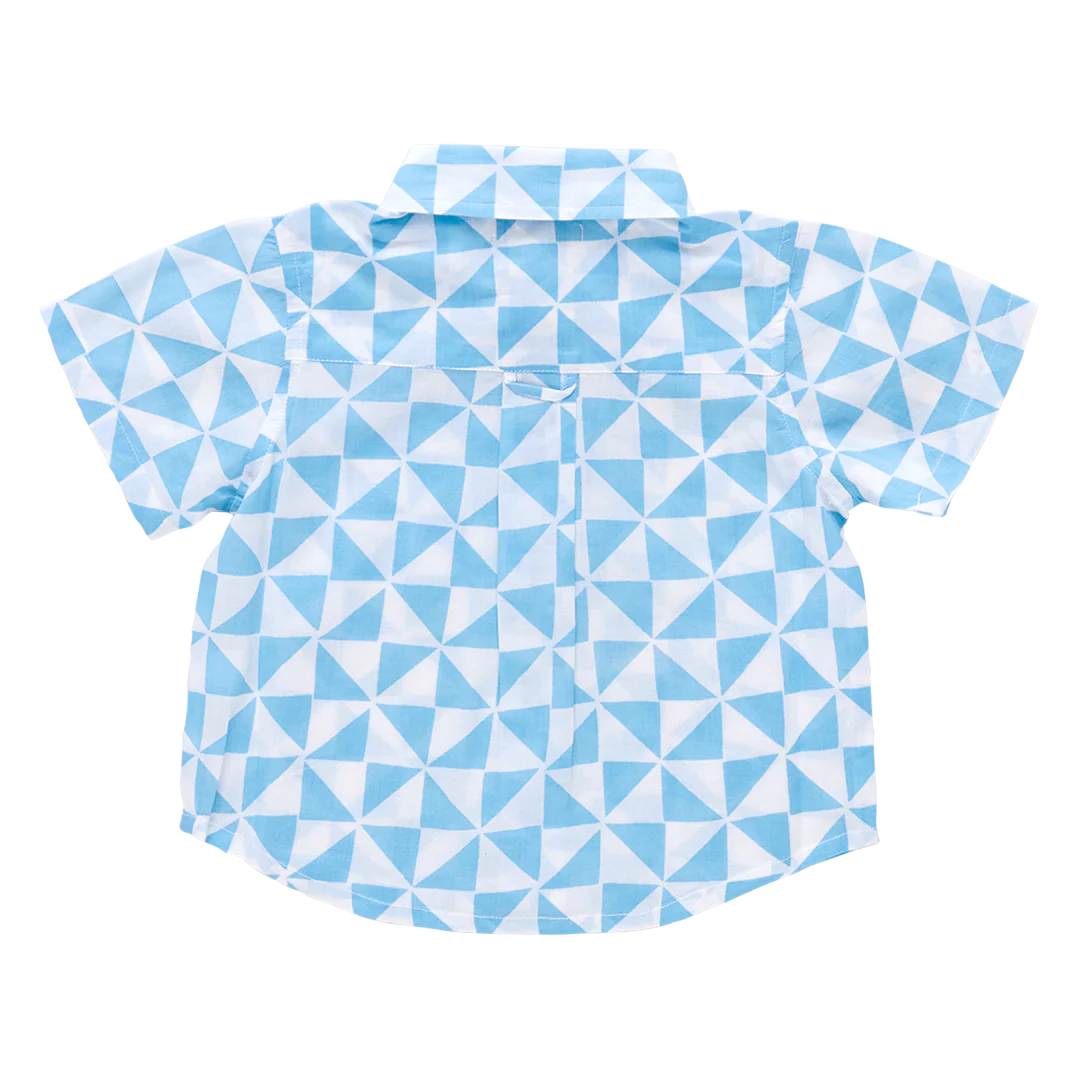 Baby Boys Jack Shirt - Blue Triangle Check - Image 3