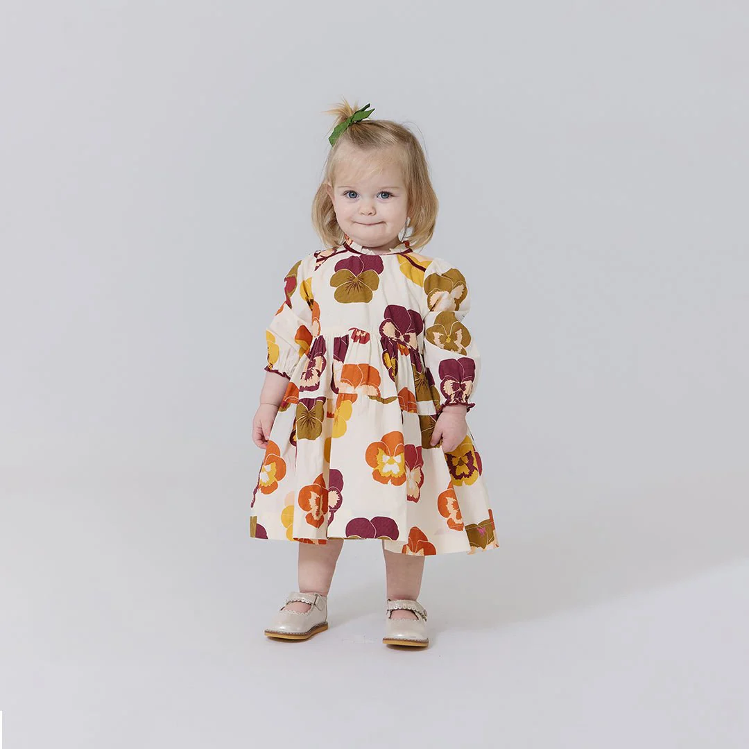 Baby Girls Charlie Dress Set - Autumn Pansies - Image 2