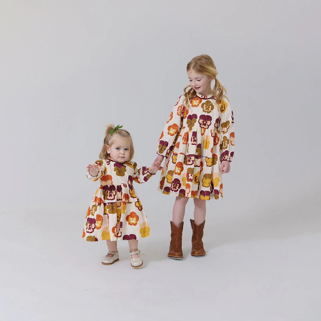 Baby Girls Charlie Dress Set - Autumn Pansies - Image 4