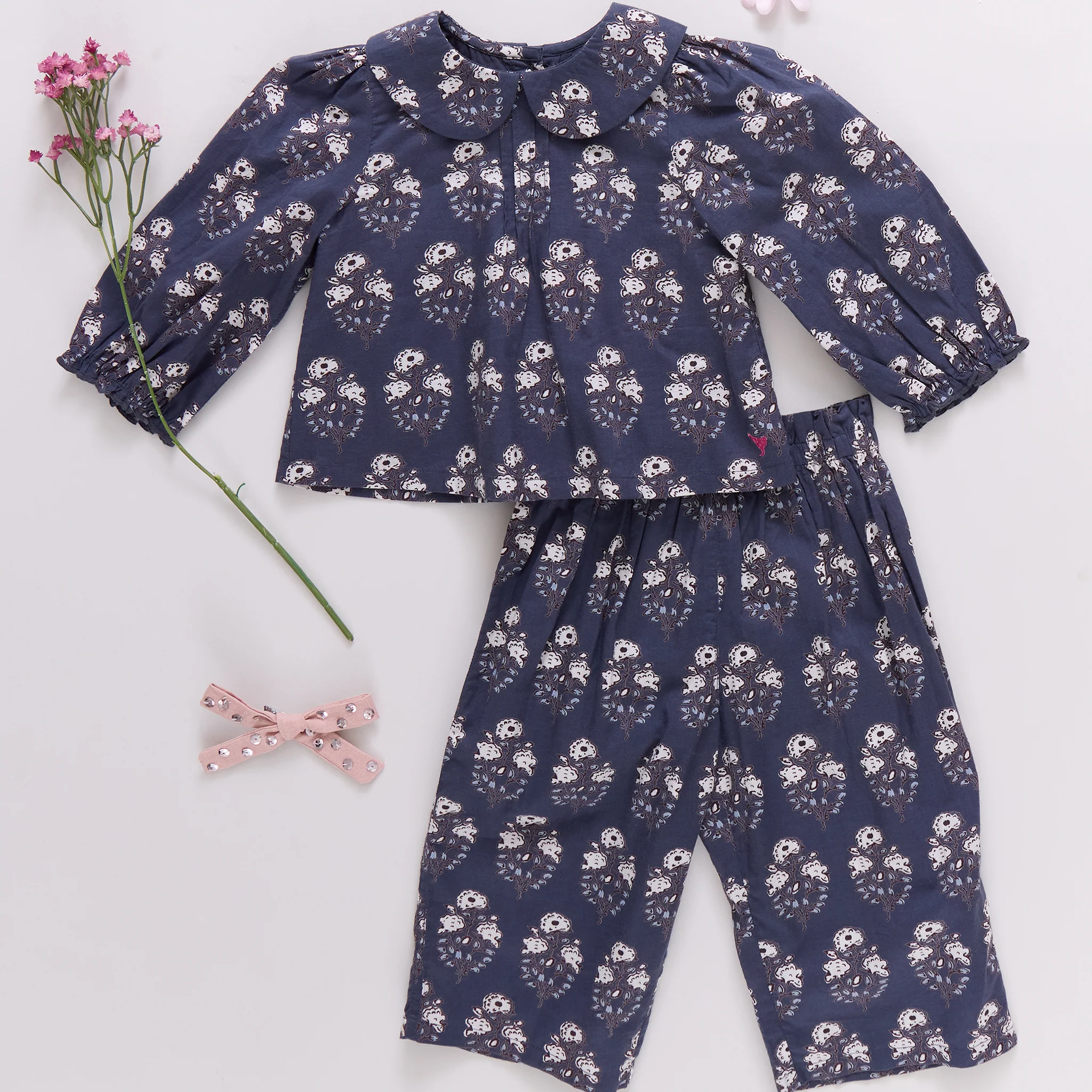 Baby Girls Dawson 2-Piece Set - Navy Strawflower - Image 3