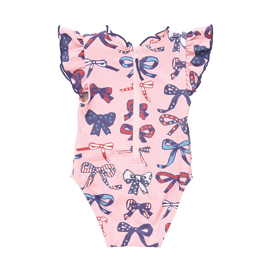 Baby Girls Jennifer Suit - Pink Patriotic Bows - Image 4