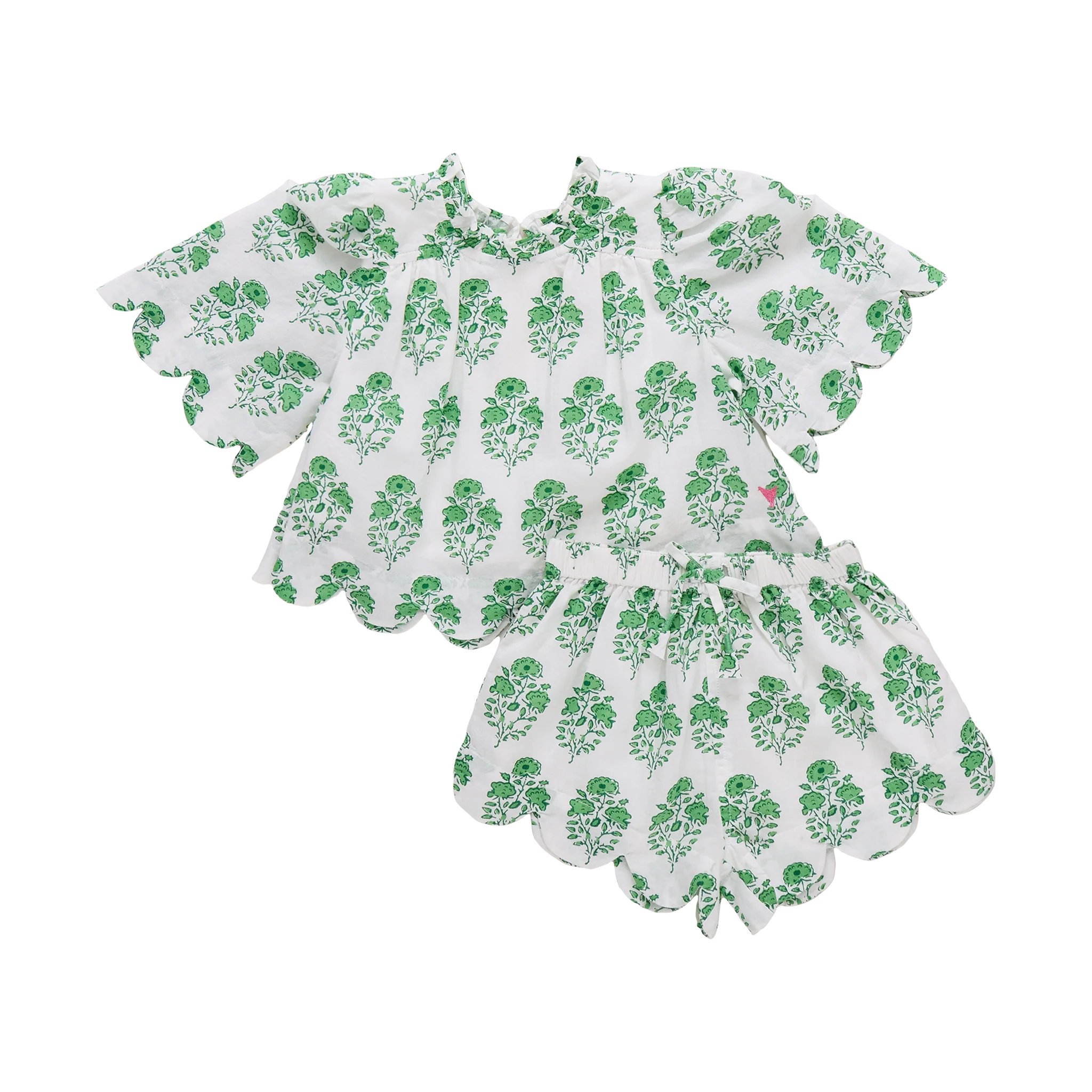 Baby Girls Misha Scallop 2-Piece Set - Green Strawflower