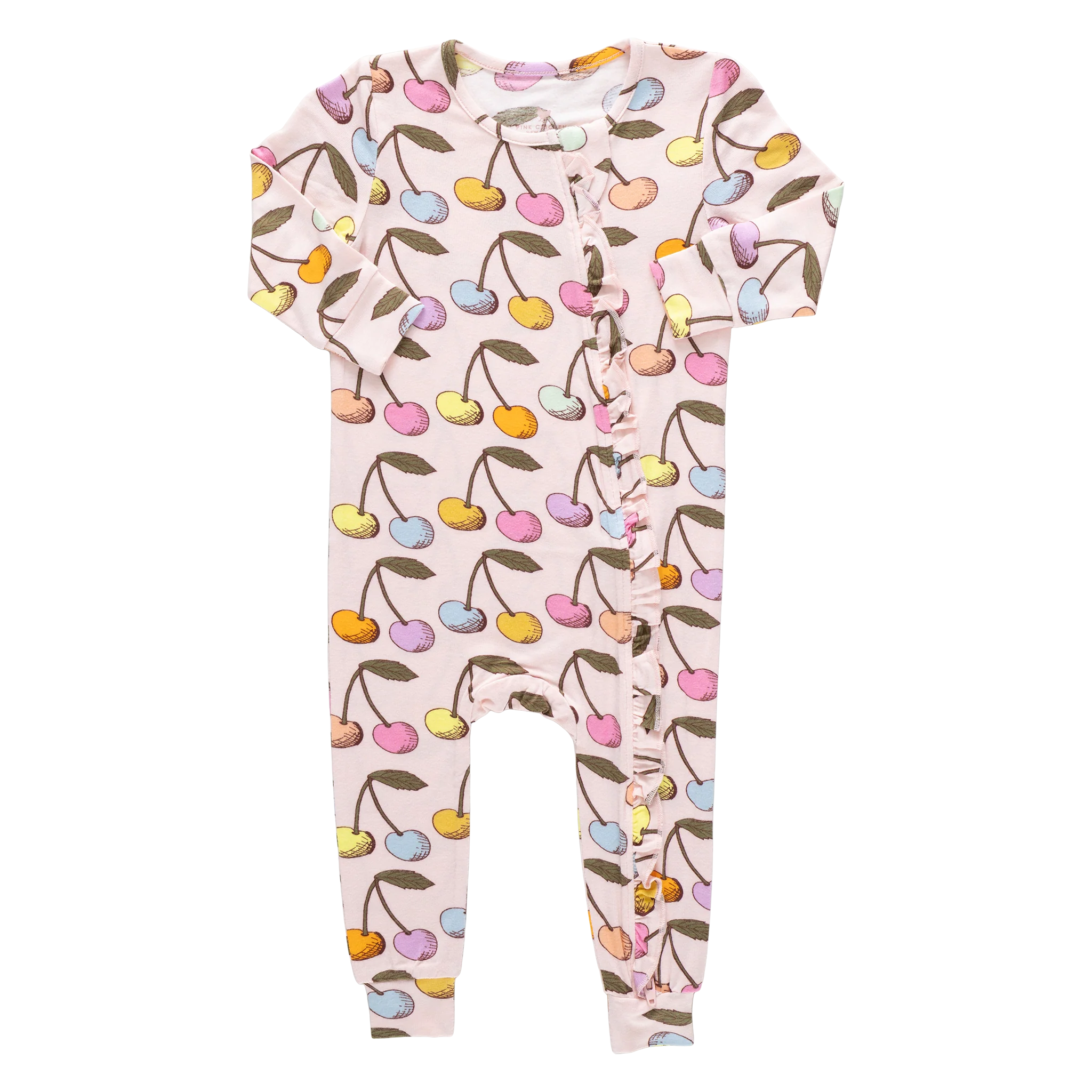 Baby Ruffle Bamboo Romper - Cloud Pink Cherry