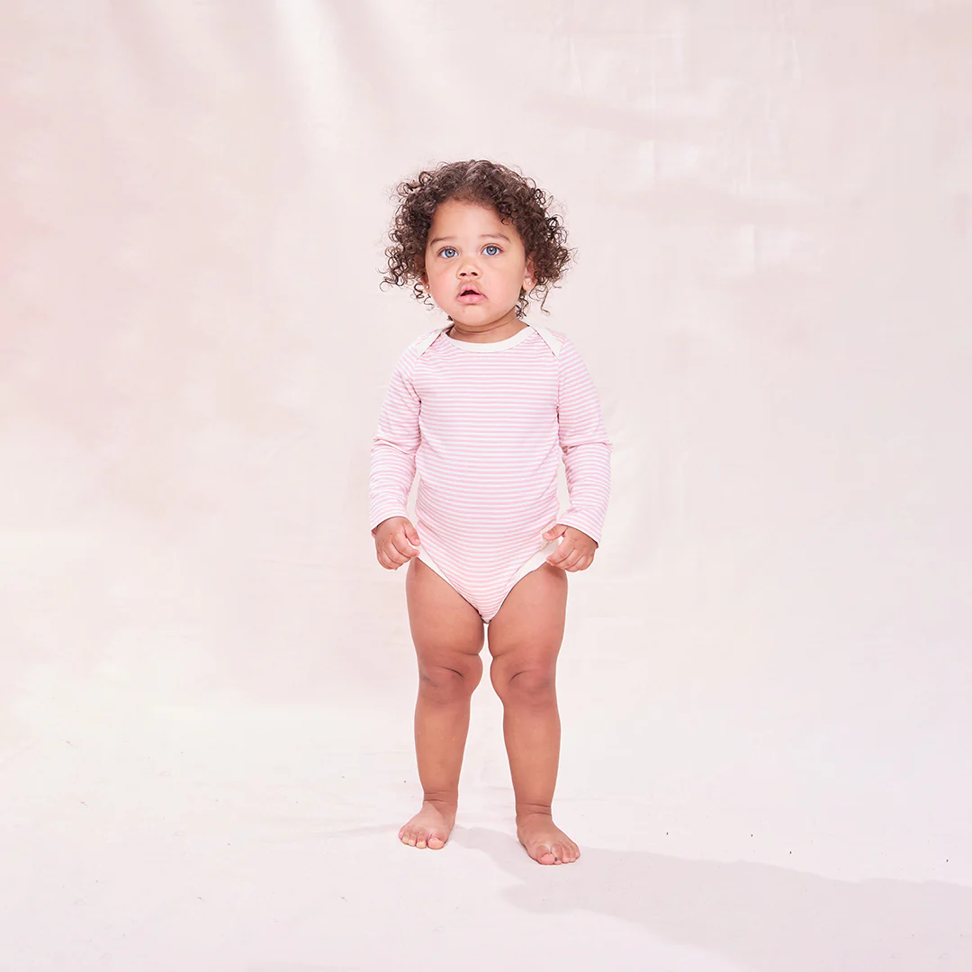 Baby Wonder Bodysuit - Pink Stripe - Image 2