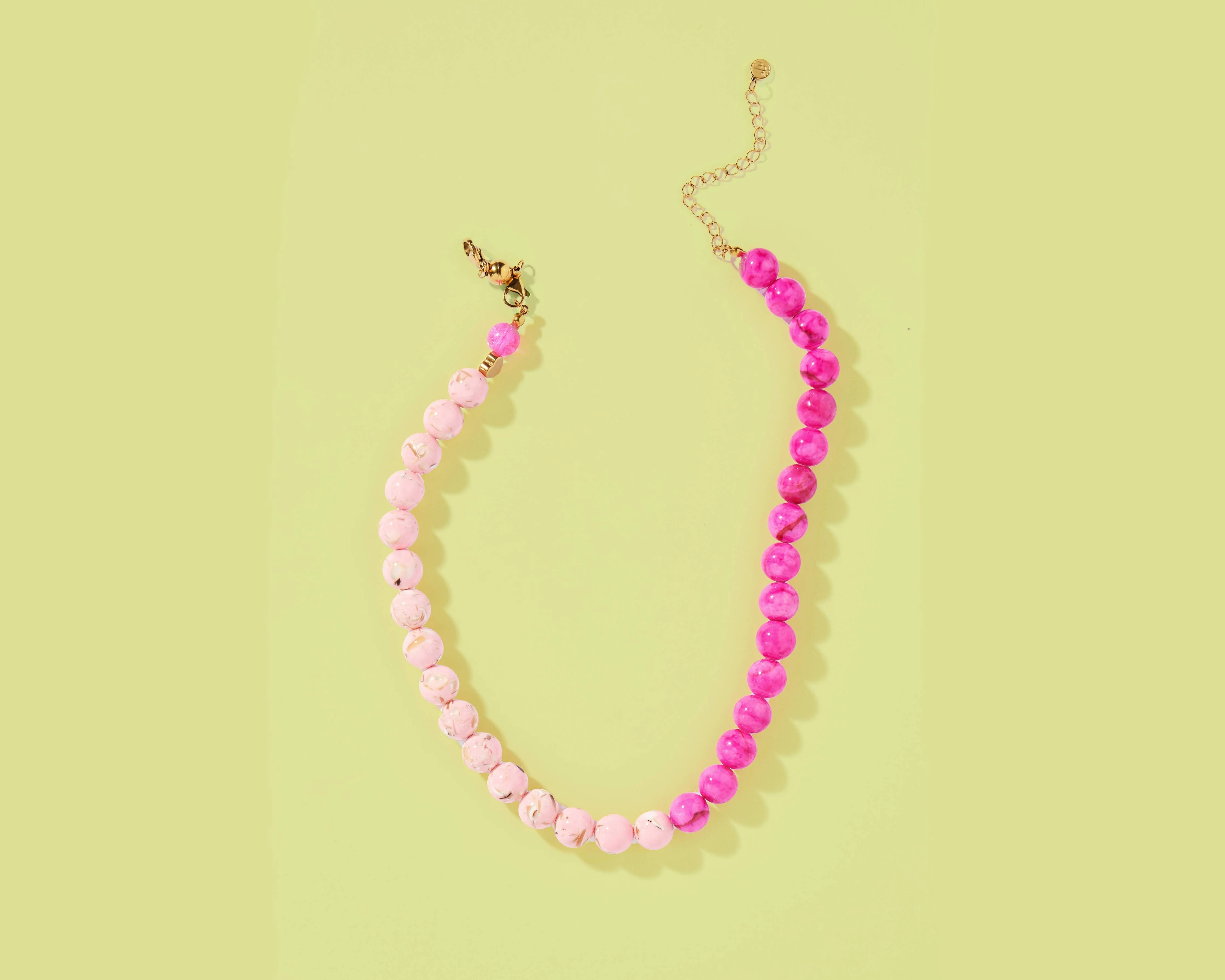 Eloise Beaded Necklace - Marbled Dark + Light Pink