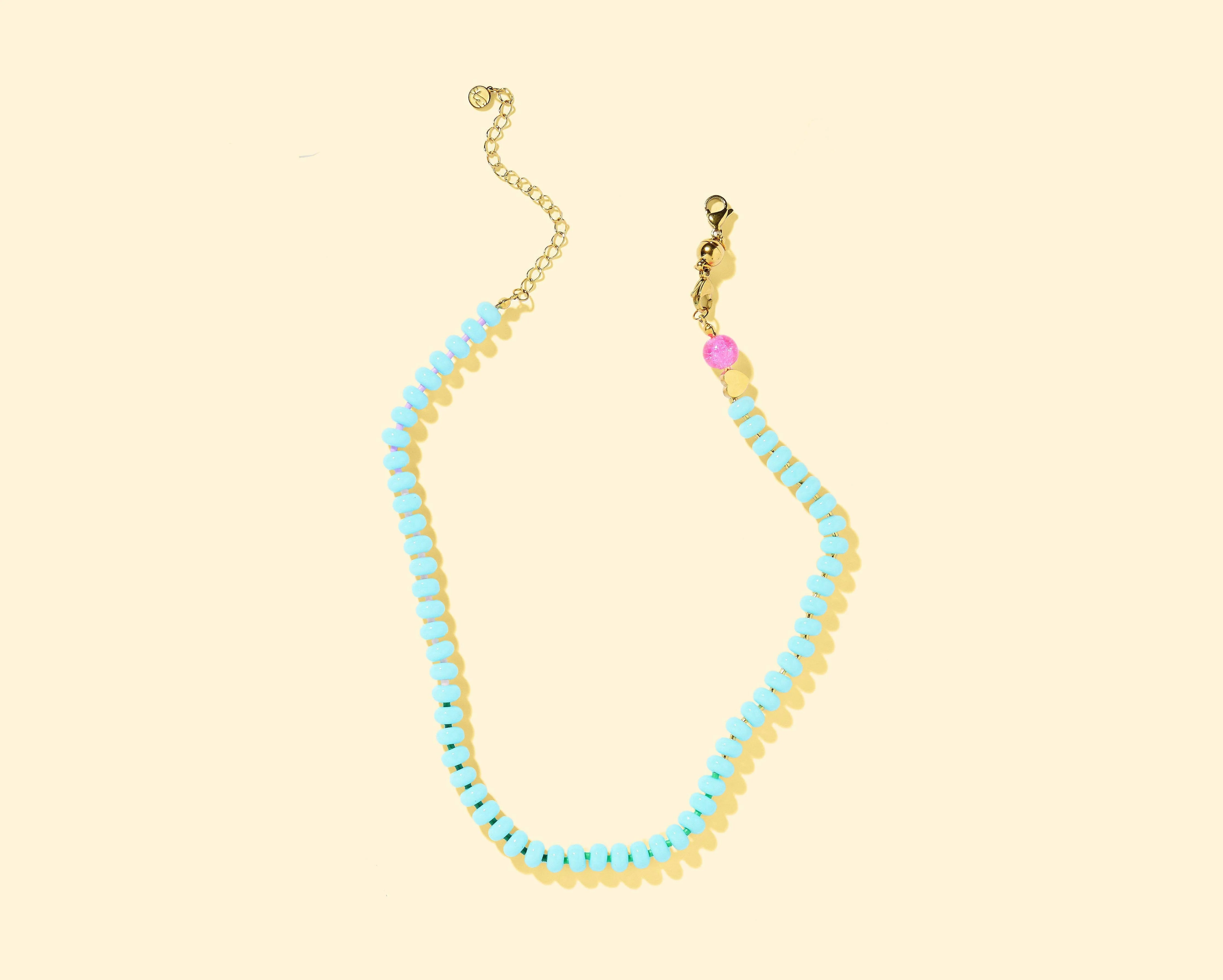 Haley Beaded Necklace - Sky Blue + Multi-Colored