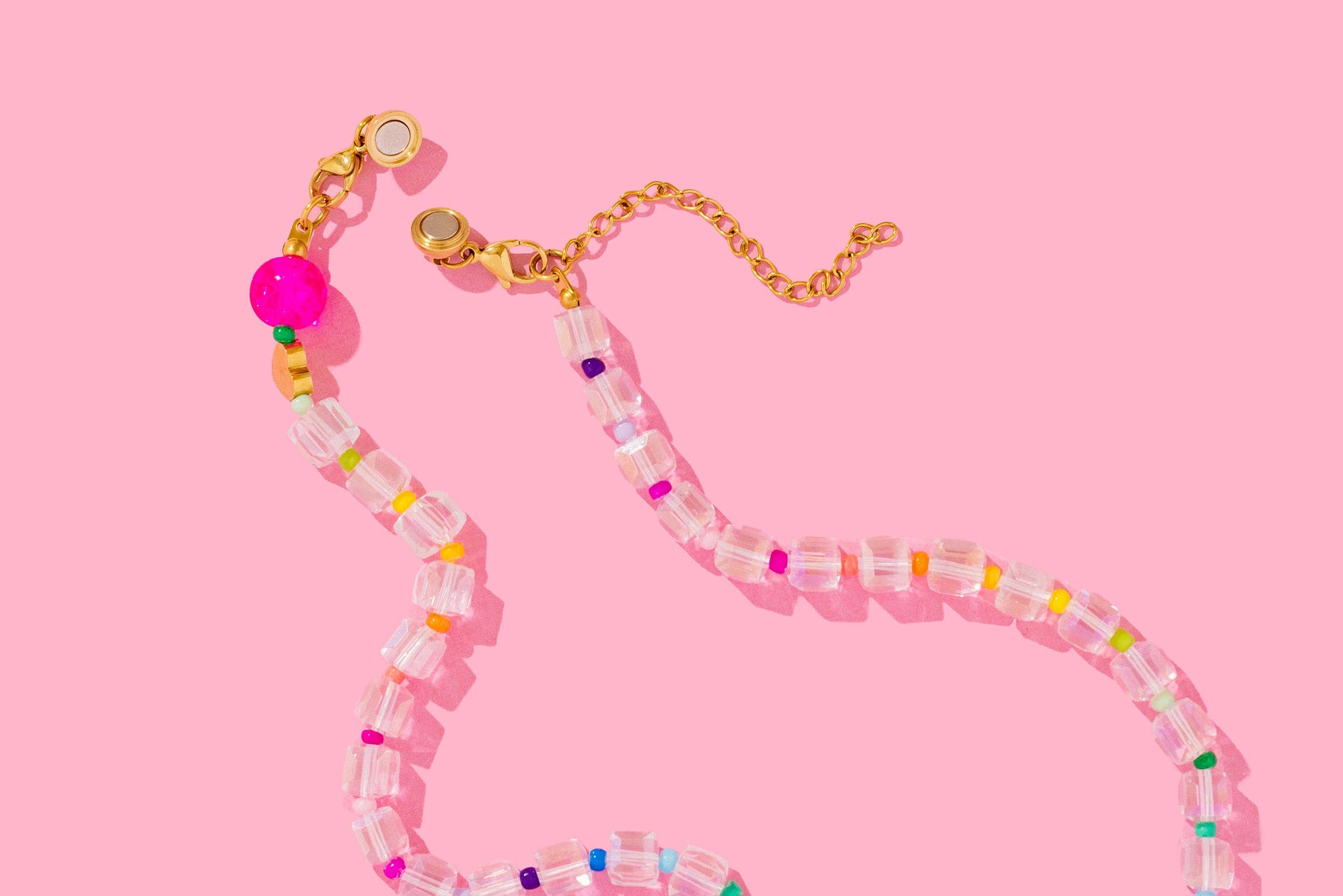 Haley Beaded Necklace - Sky Blue + Multi-Colored - Image 2