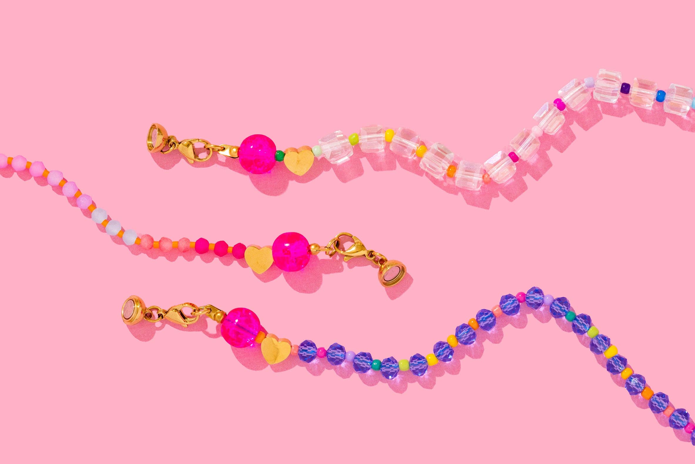 Maggie Beaded Necklace - White Opals + Multi-Colored - Image 3