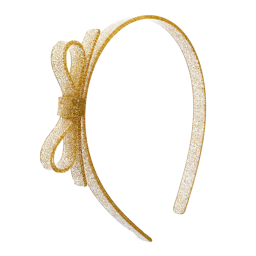 Bow Headband - Gold Glitter