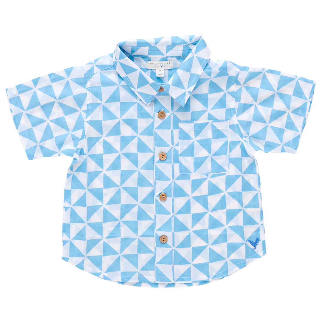 Boys Jack Shirt - Blue Triangle Check