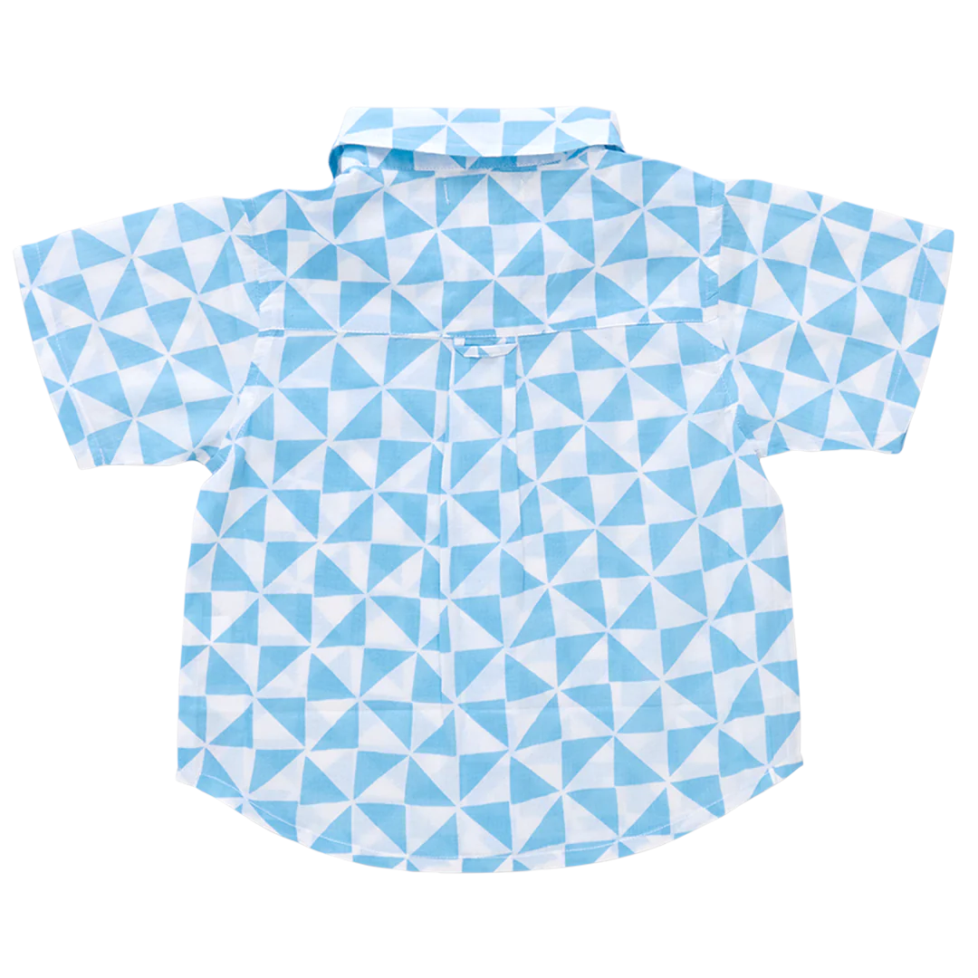 Boys Jack Shirt - Blue Triangle Check - Image 3