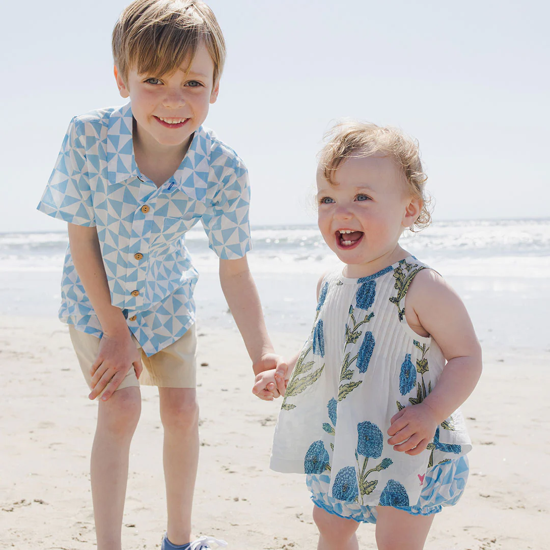 Boys Jack Shirt - Blue Triangle Check - Image 4