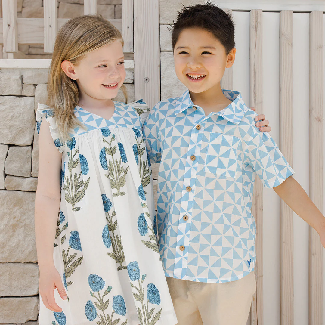 Boys Jack Shirt - Blue Triangle Check - Image 6
