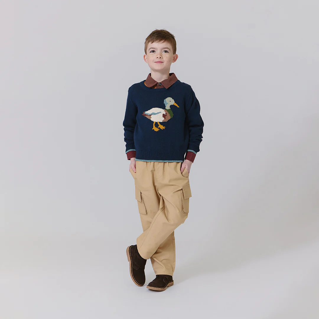 Boys Oliver Sweater - Navy Mallard - Image 3