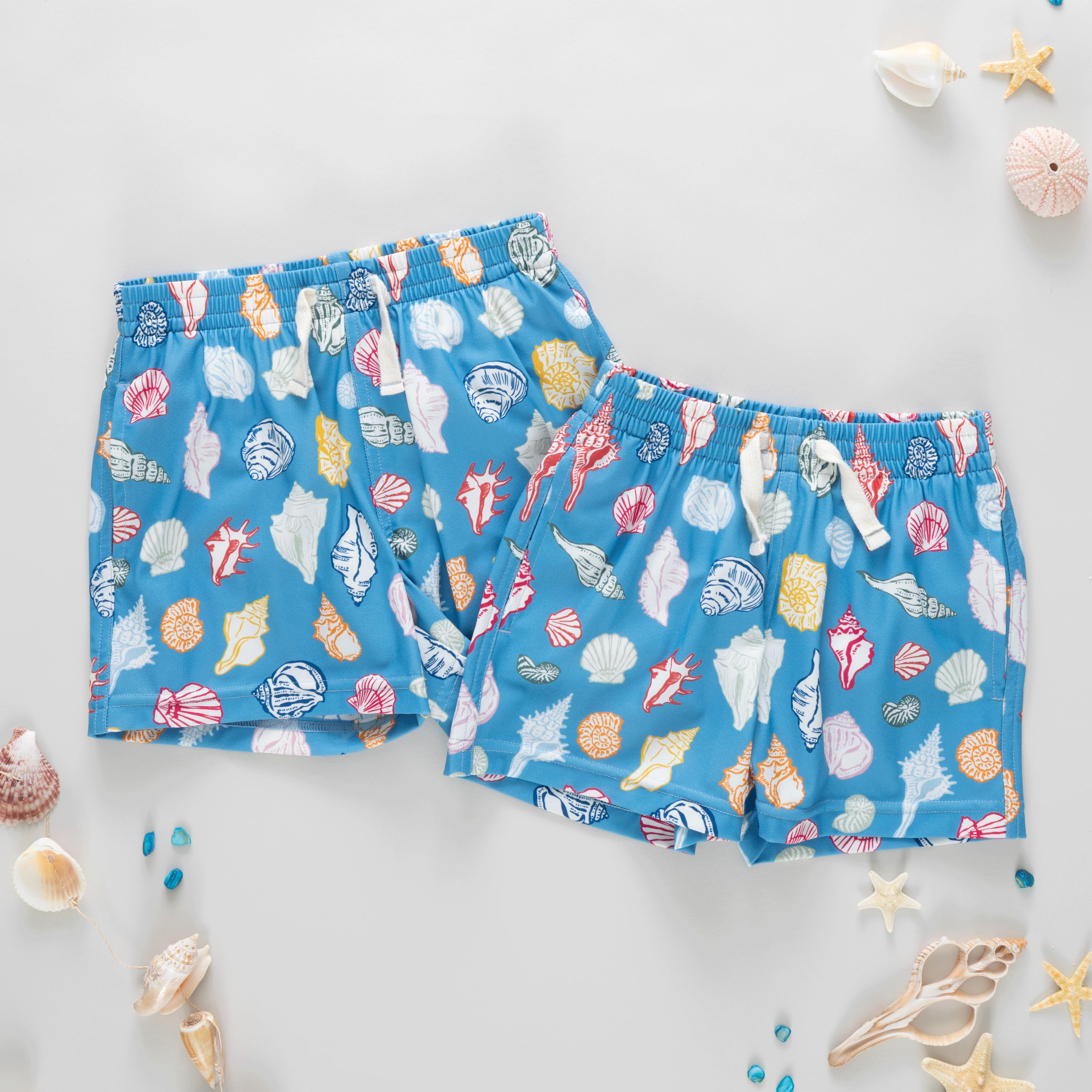 Boys Swim Trunk - Blue Seashells - Image 3