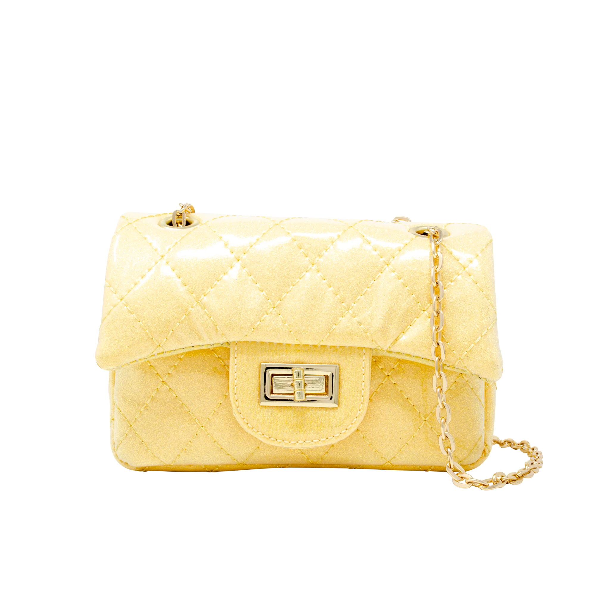 Classic Quilted Sparkle Mini Purse - Yellow