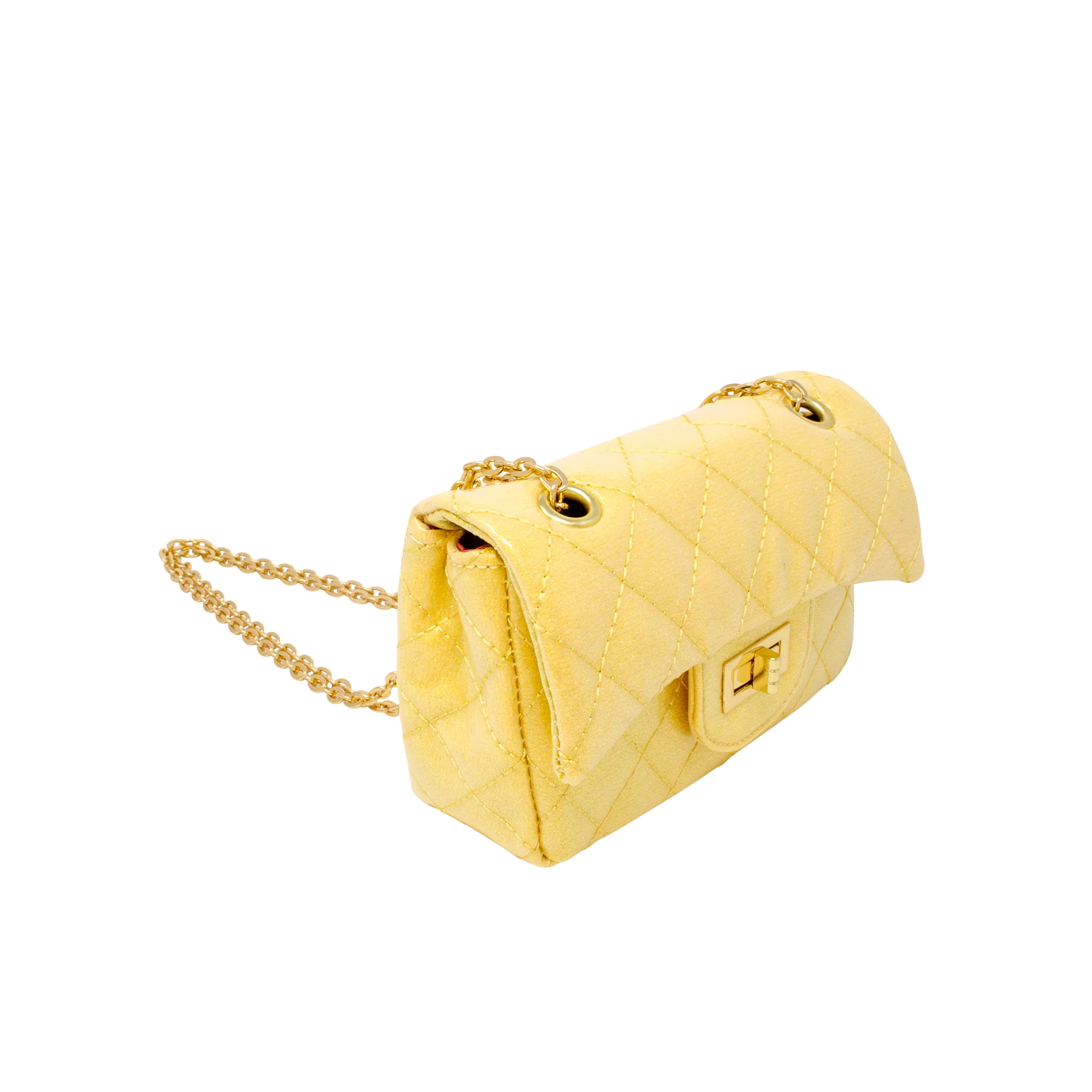 Classic Quilted Sparkle Mini Purse - Yellow - Image 2