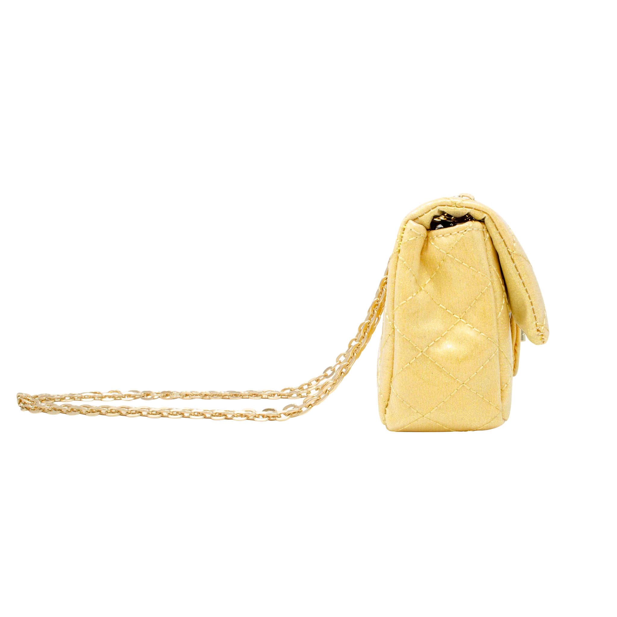 Classic Quilted Sparkle Mini Purse - Yellow - Image 5