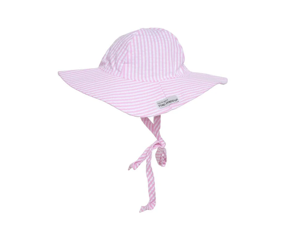 Floppy Sun Hat - Pink Stripe Seersucker