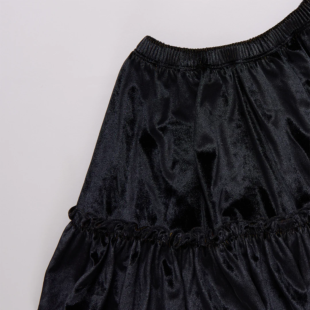 Girls Delaney Skirt - Black Velour - Image 5