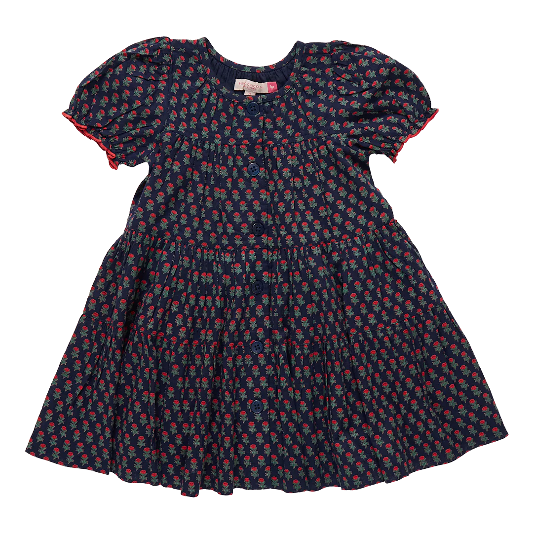 Girls Elizabeth Dress - Navy Carnation