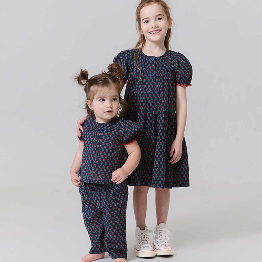 Girls Elizabeth Dress - Navy Carnation - Image 4