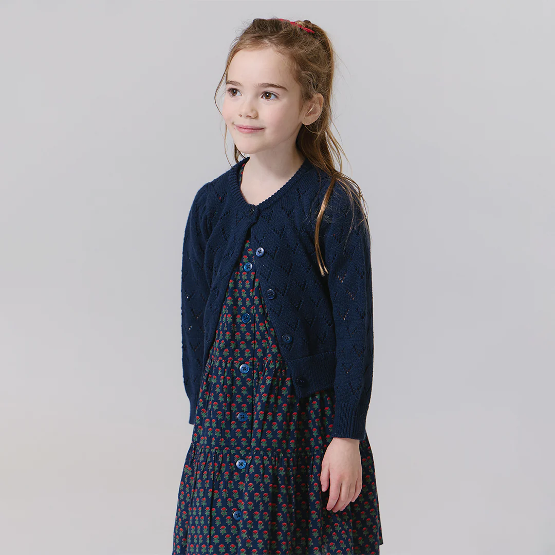 Girls Elizabeth Dress - Navy Carnation - Image 5