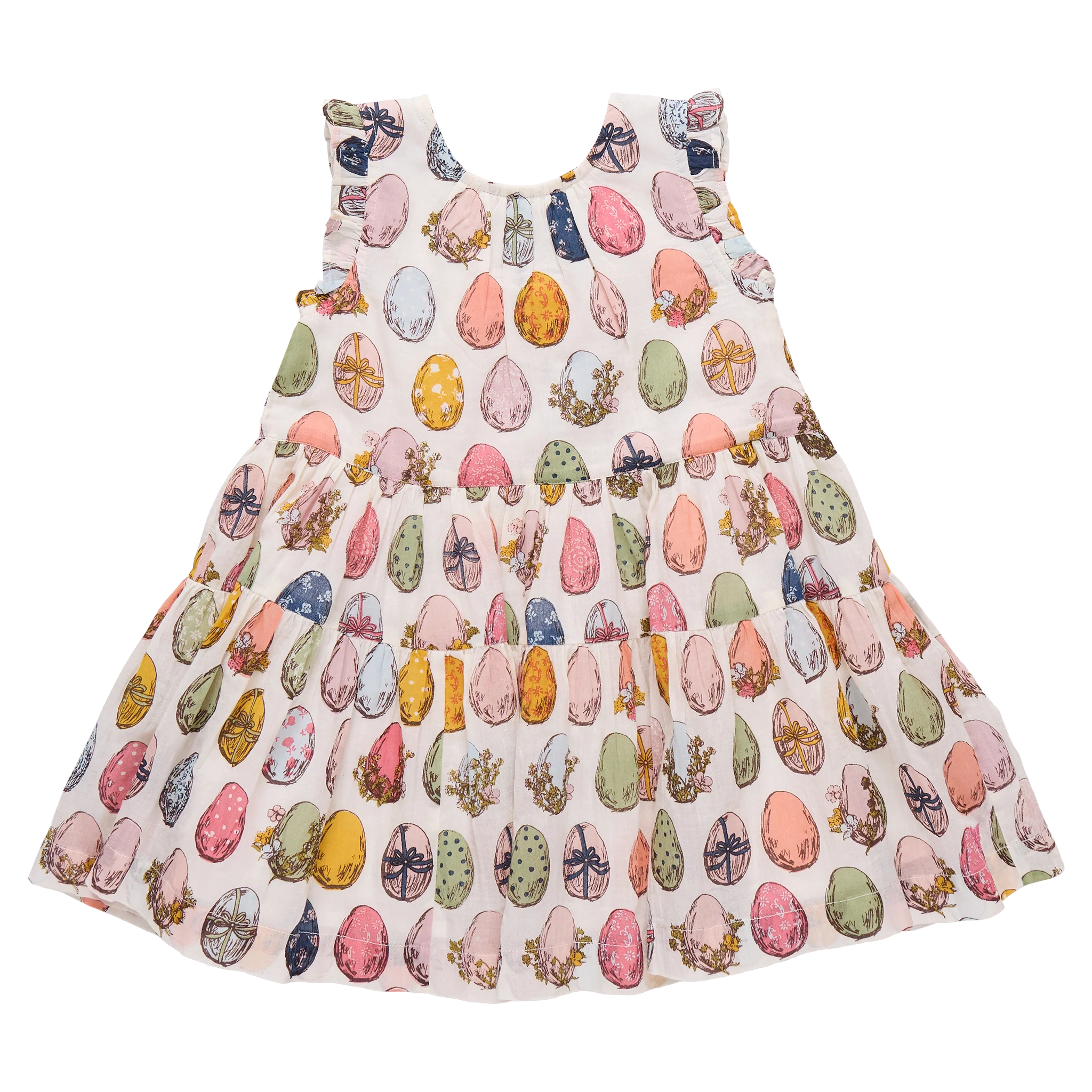 Girls Eloise Ruffle Dress - Multi Eggs