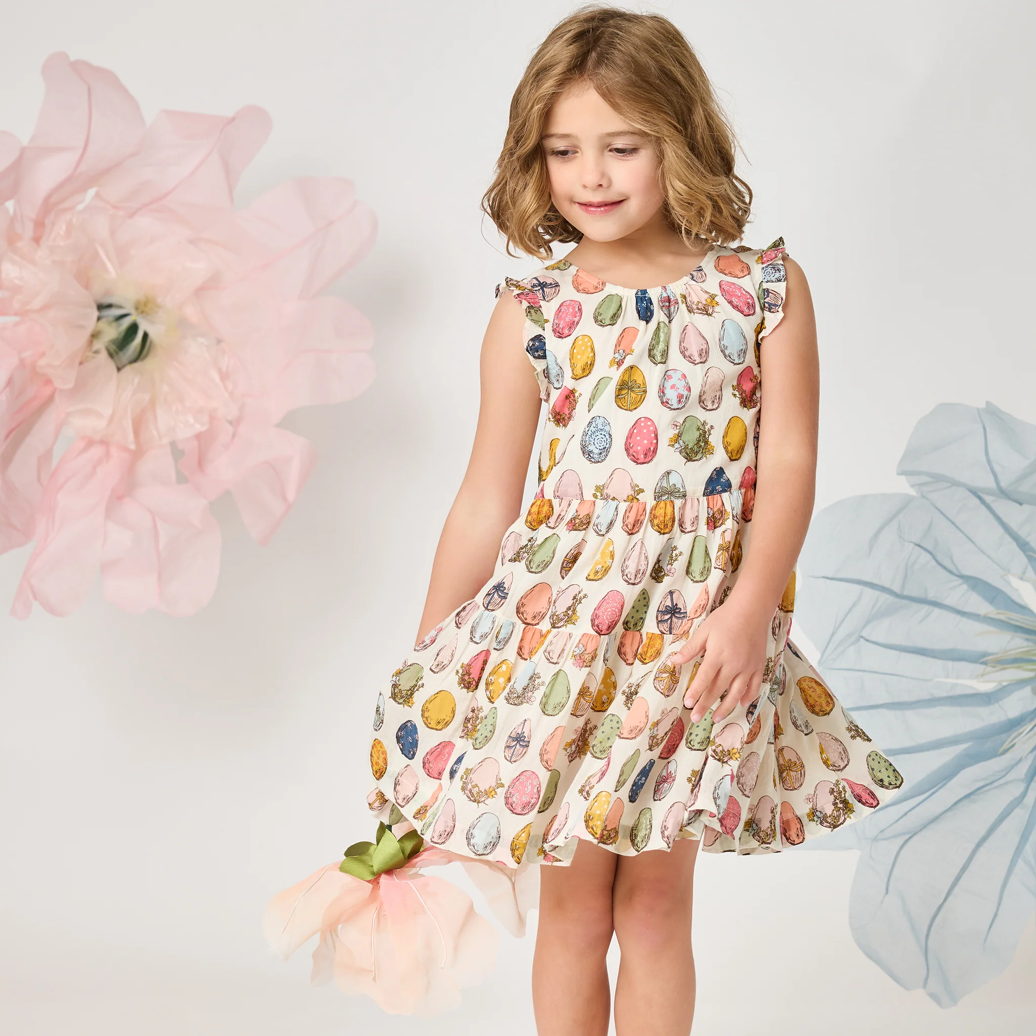 Girls Eloise Ruffle Dress - Multi Eggs - Image 2
