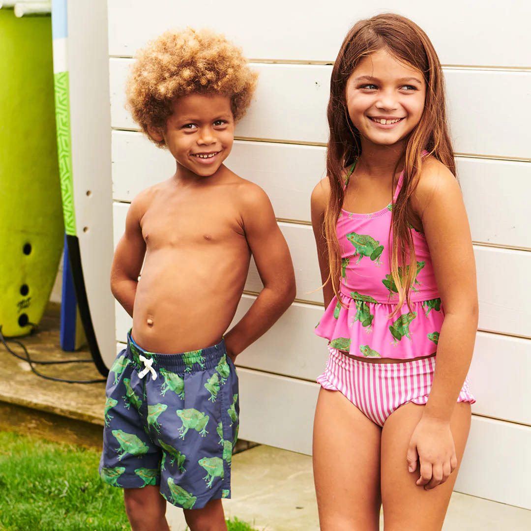Girls Joy Tankini - Magenta Pink Frogs - Image 2