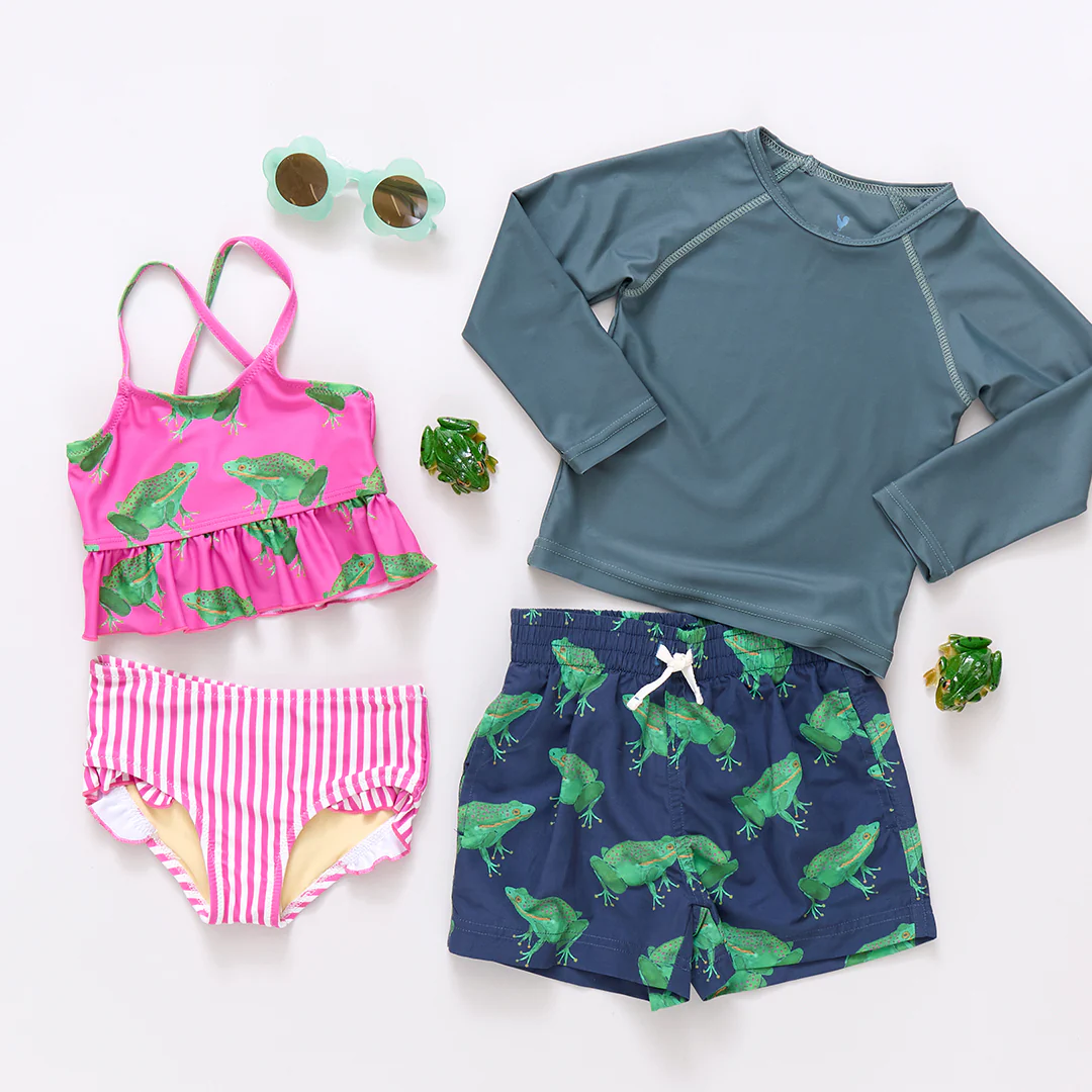 Girls Joy Tankini - Magenta Pink Frogs - Image 4