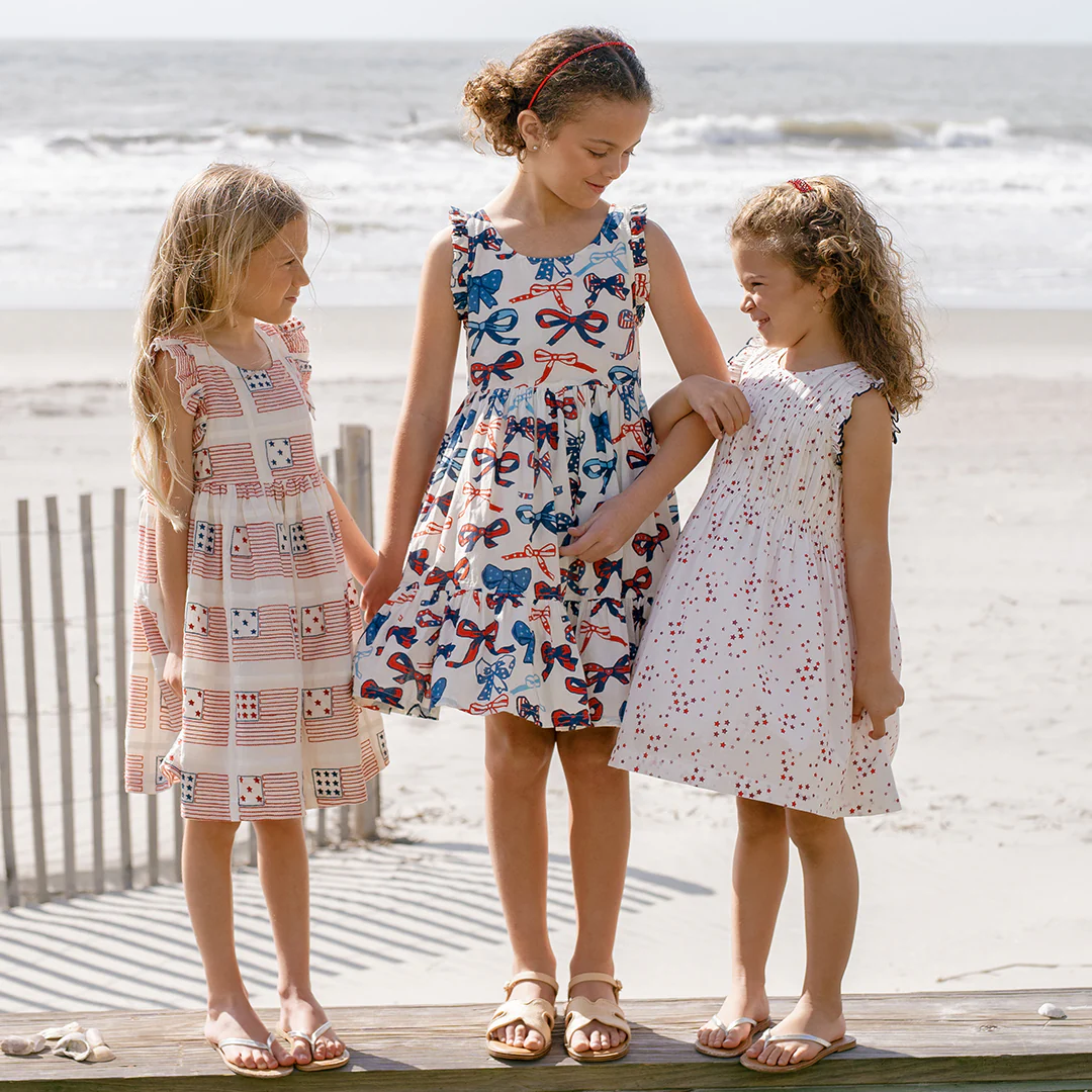 Girls Kelsey Dress - Red White and Bows - Image 2