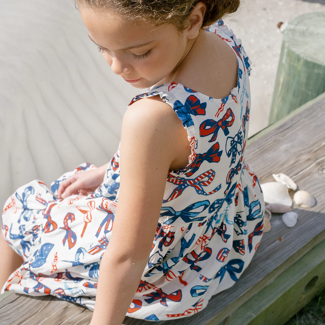 Girls Kelsey Dress - Red White and Bows - Image 5