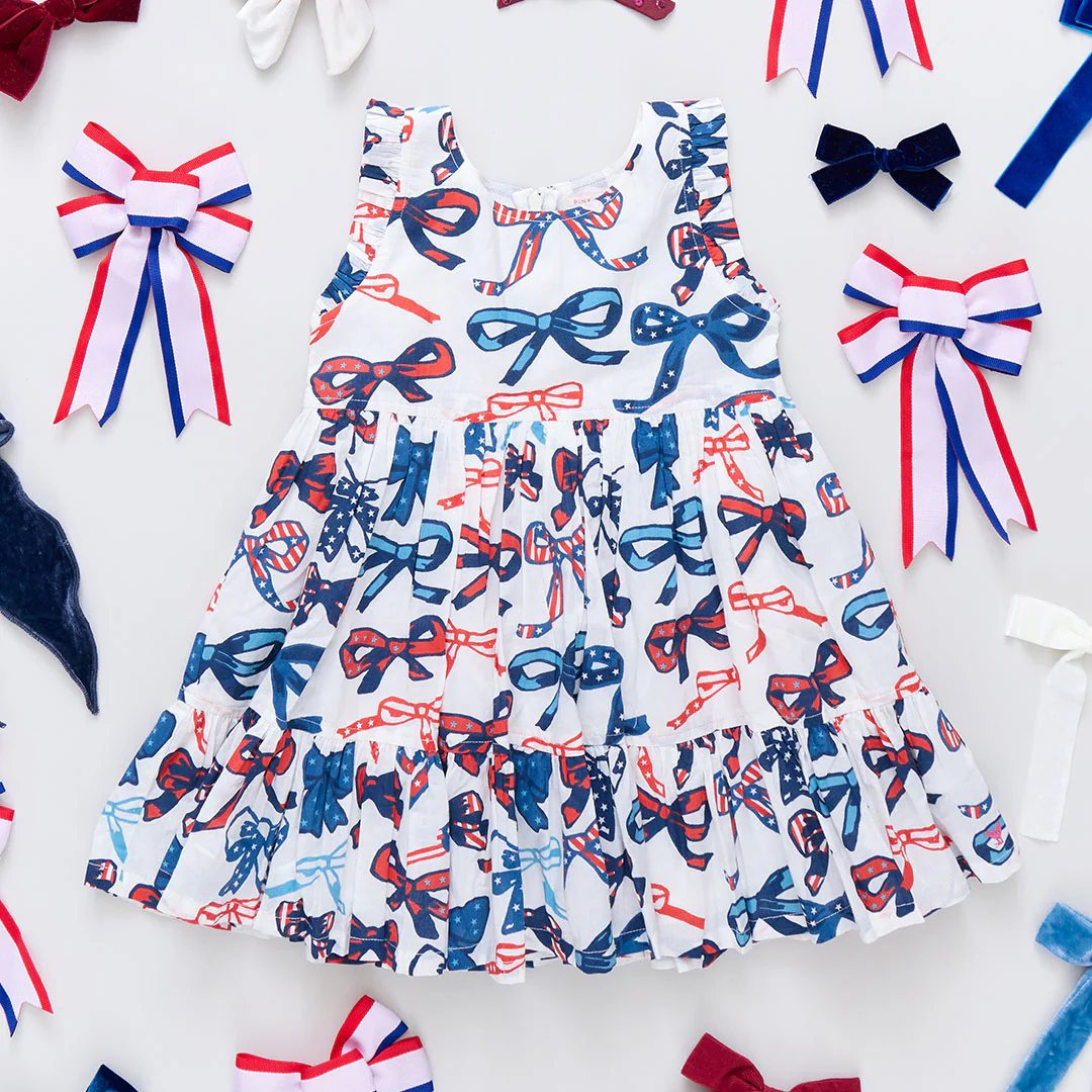 Girls Kelsey Dress - Red White and Bows - Image 6
