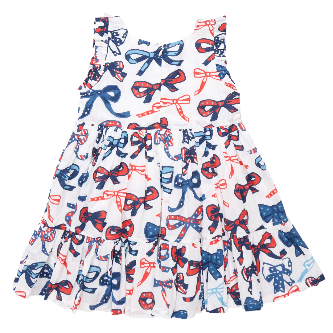 Girls Kelsey Dress - Red White and Bows - Image 7