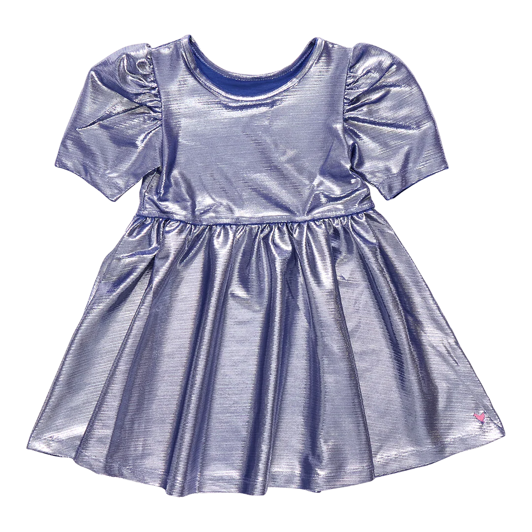 Girls Lame Laurie Dress - royal blue lame
