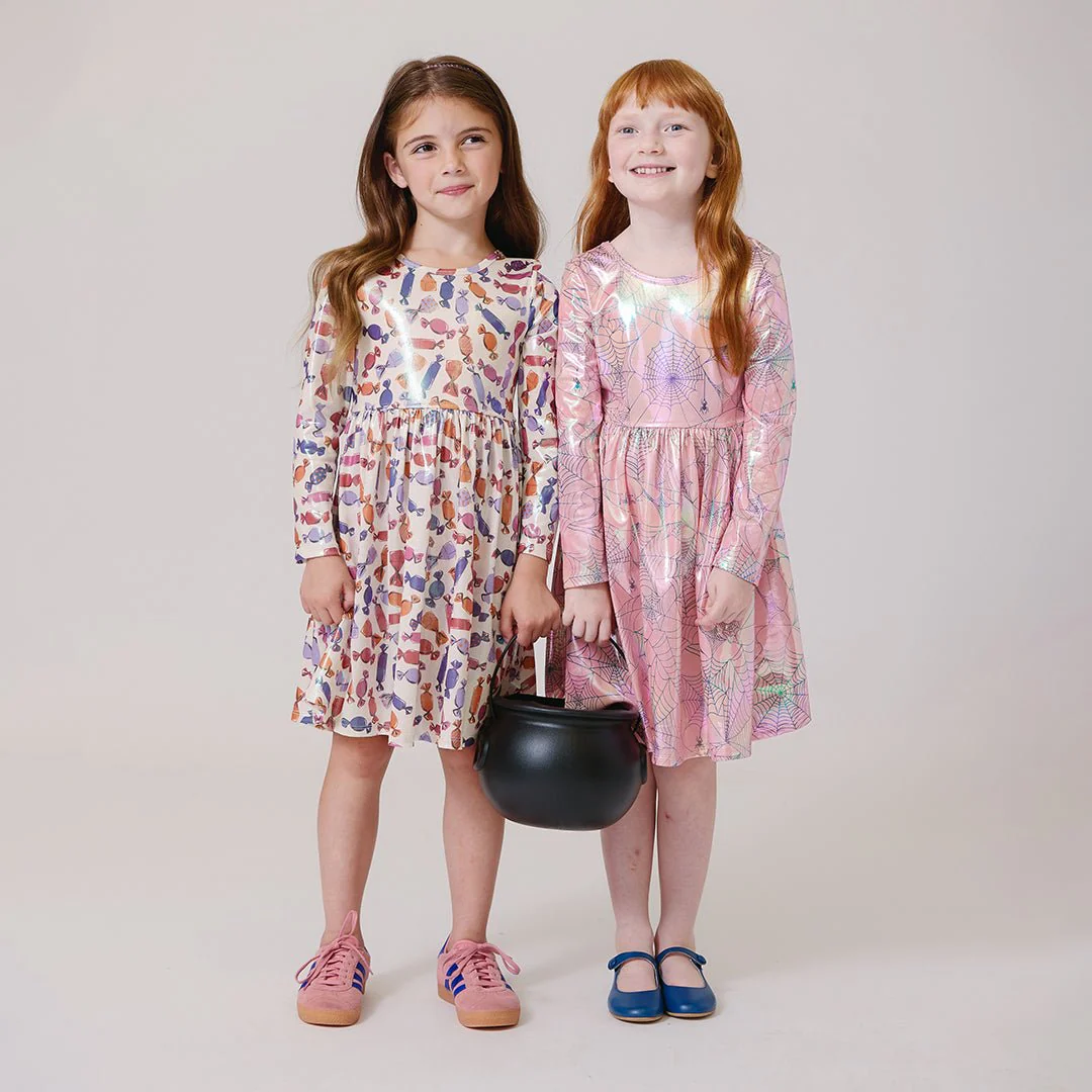 Girls Lame Steph Dress - Pink Spider Web - Image 4