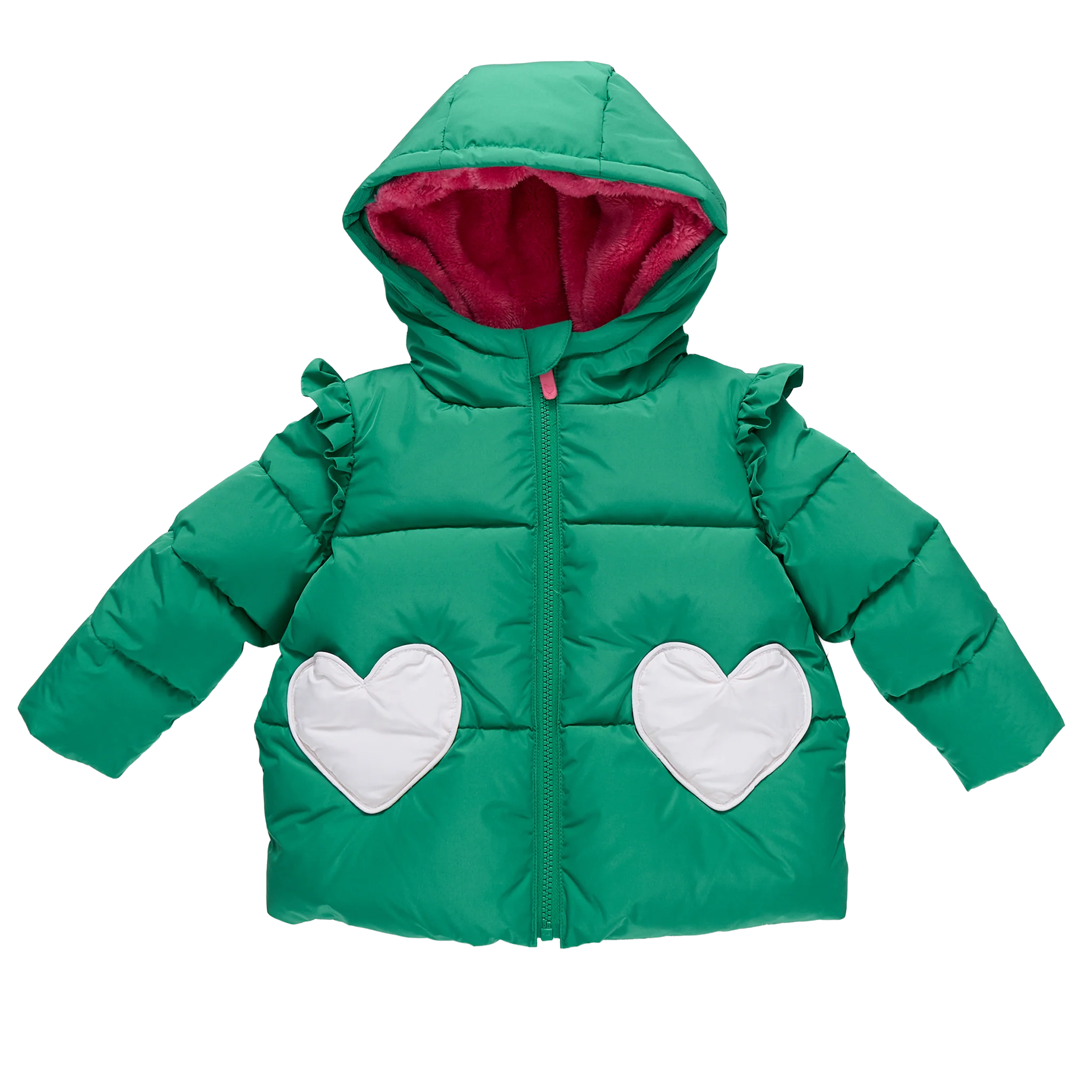 Girls Paris Puffer - Scallop Heart Pocket