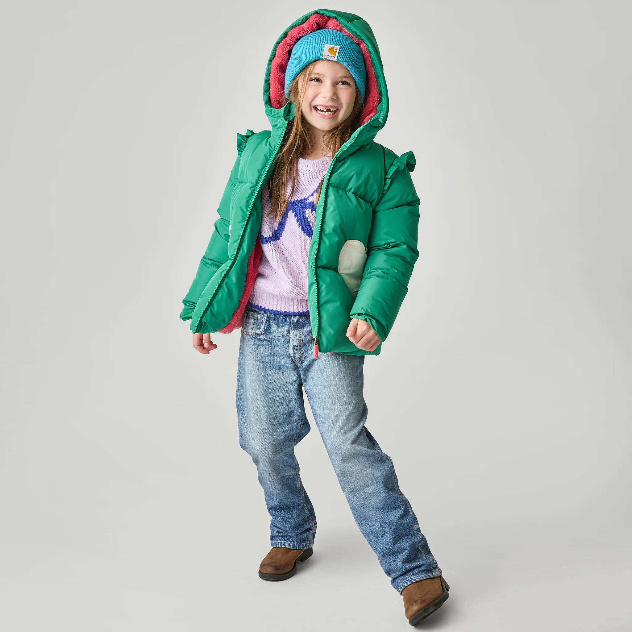 Girls Paris Puffer - Scallop Heart Pocket - Image 2