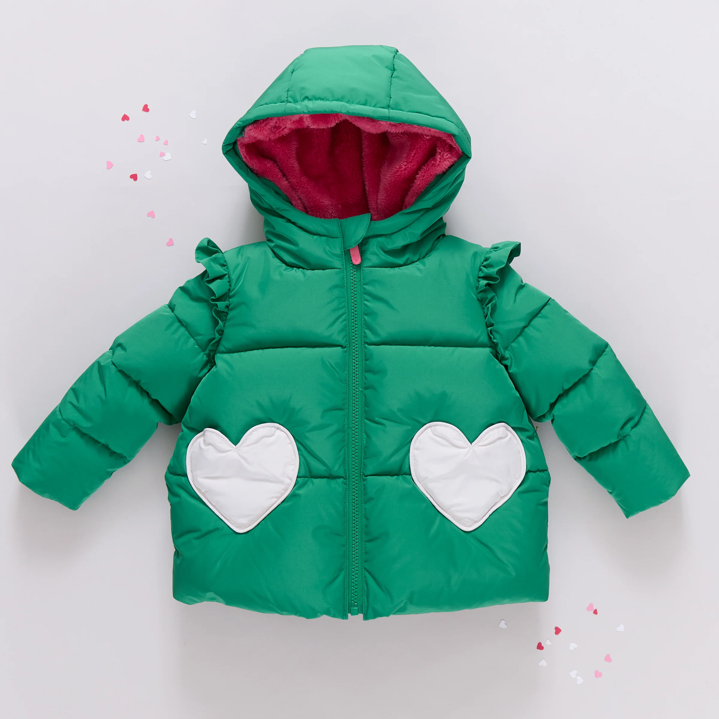 Girls Paris Puffer - Scallop Heart Pocket - Image 3