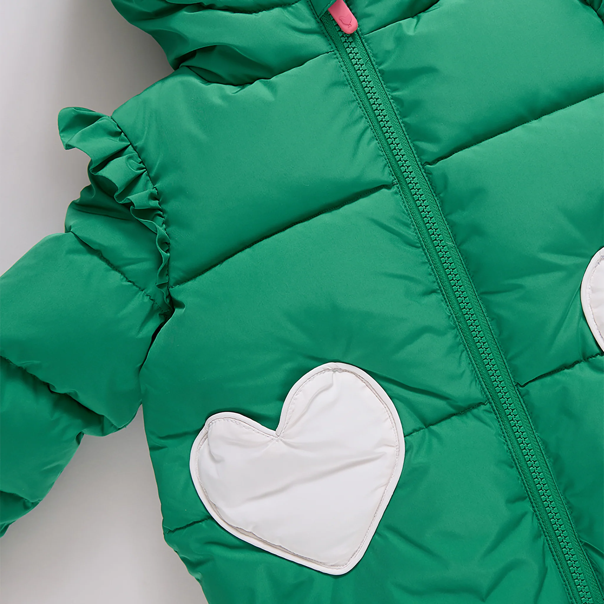 Girls Paris Puffer - Scallop Heart Pocket - Image 6