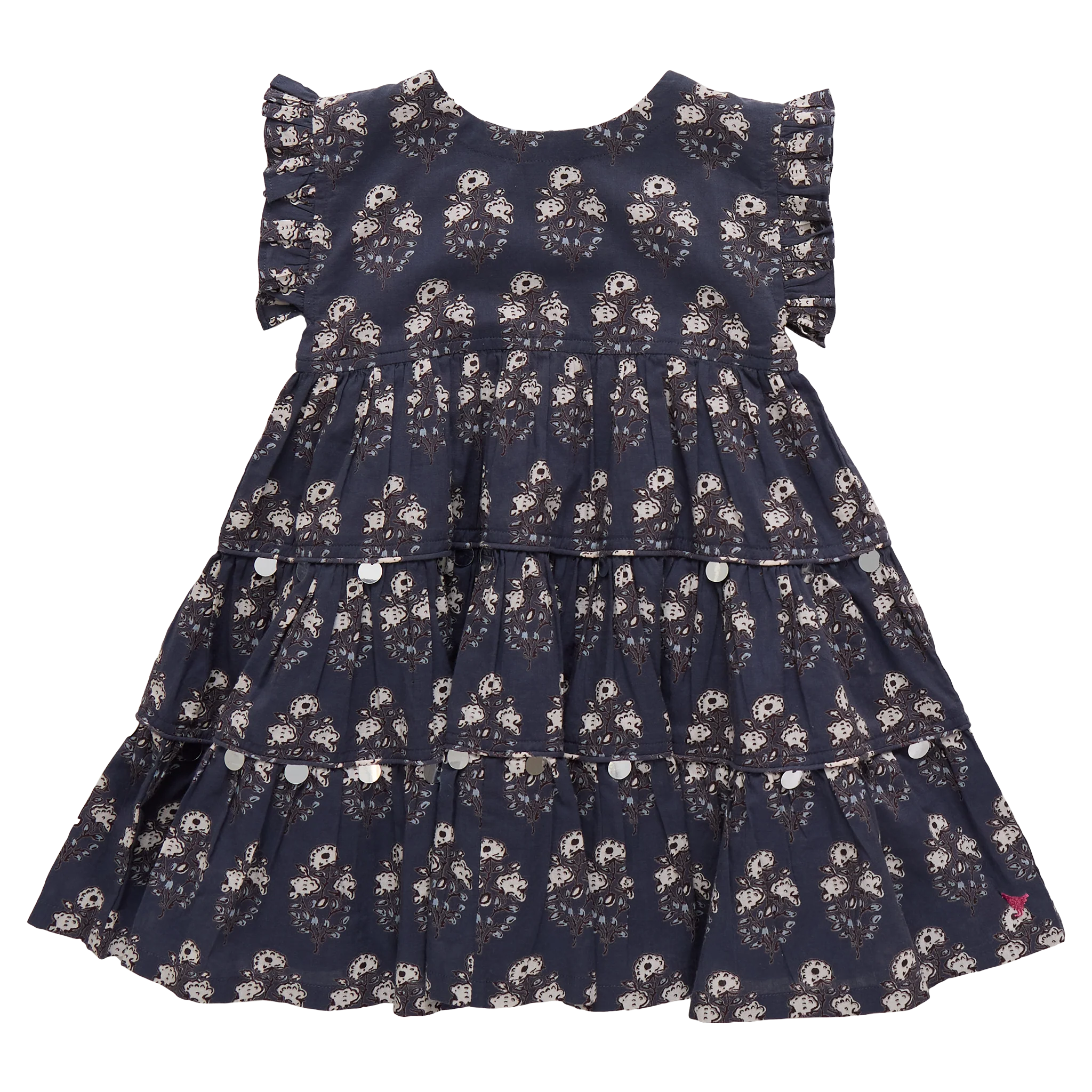 Girls Peachy Dress - Navy Strawflower