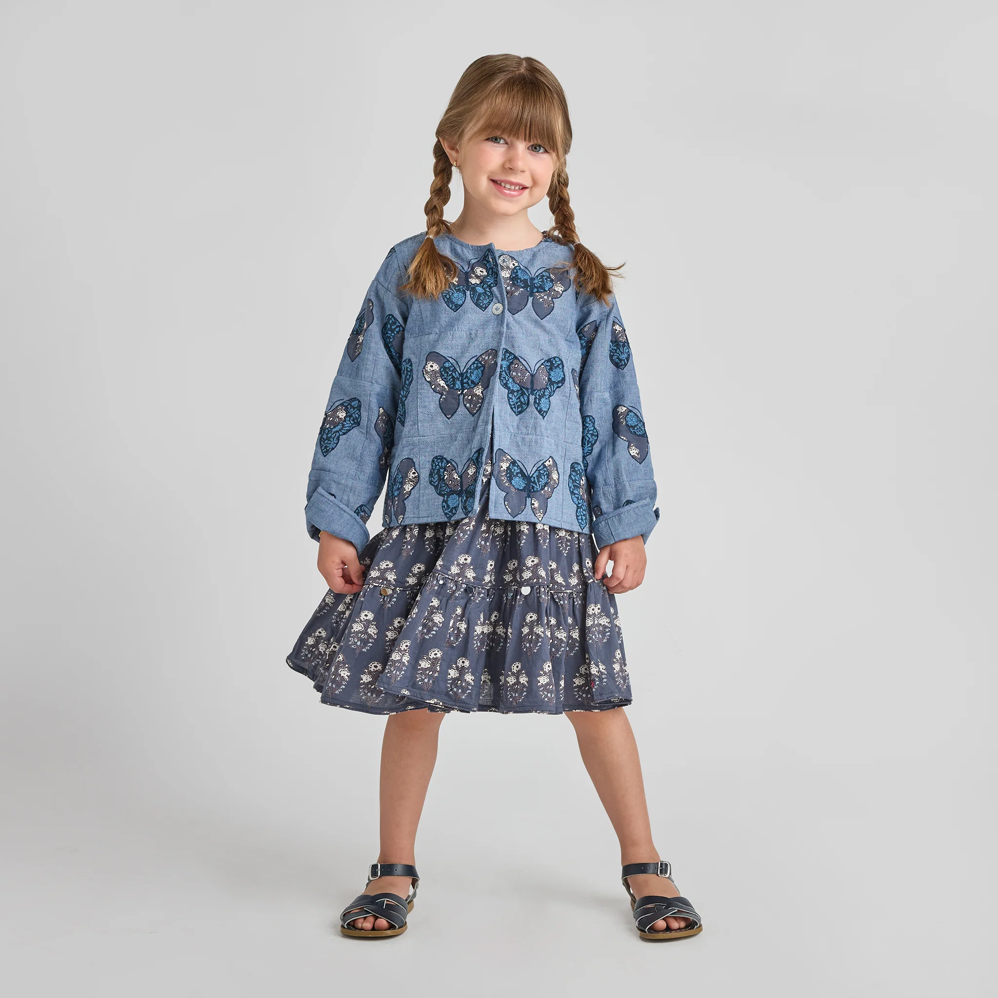Girls Peachy Dress - Navy Strawflower - Image 2