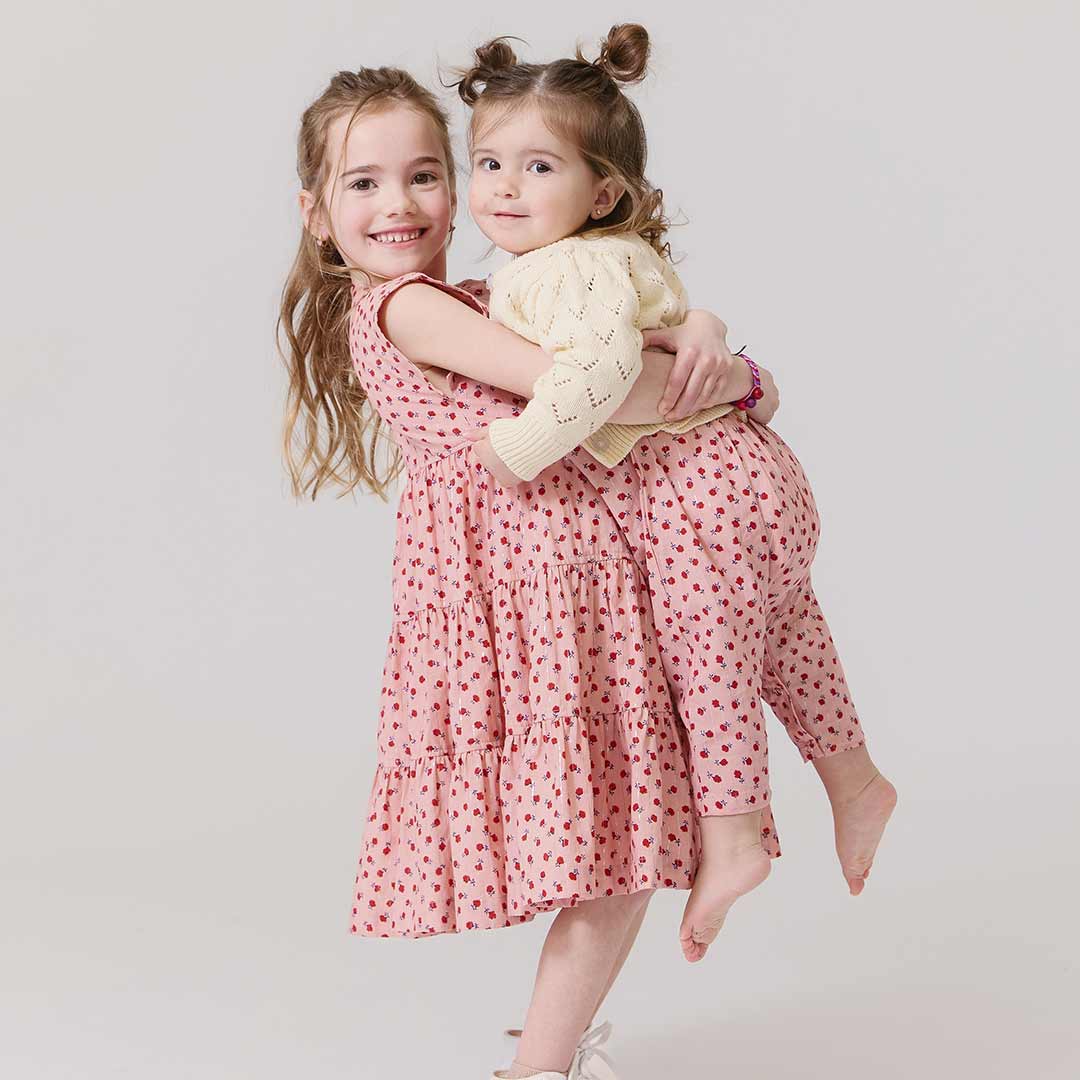 Girls Peachy Dress - Pink Tiny Roses - Image 4