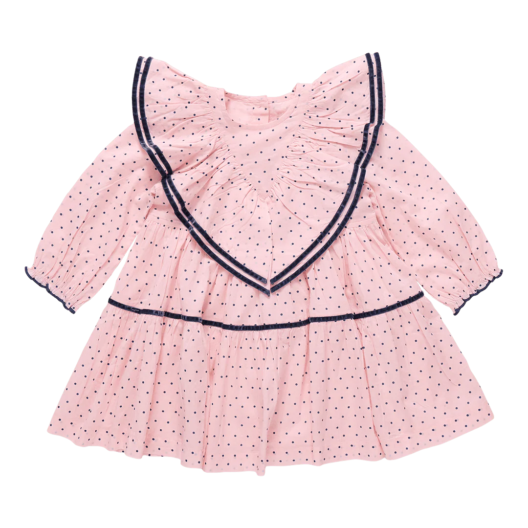 Girls Raphaela Dress - Strawberry Cream Polka Dot