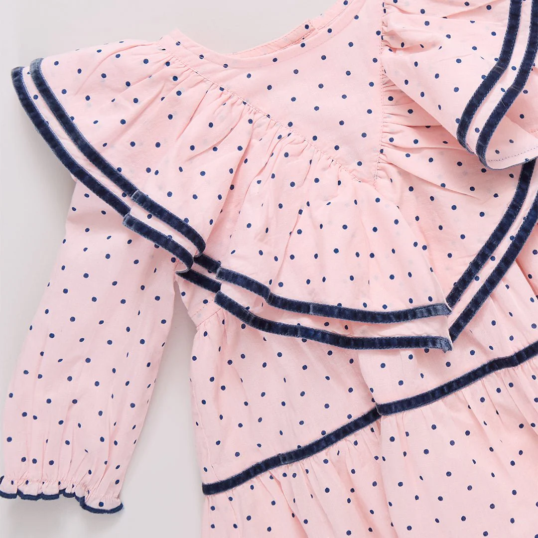 Girls Raphaela Dress - Strawberry Cream Polka Dot - Image 4